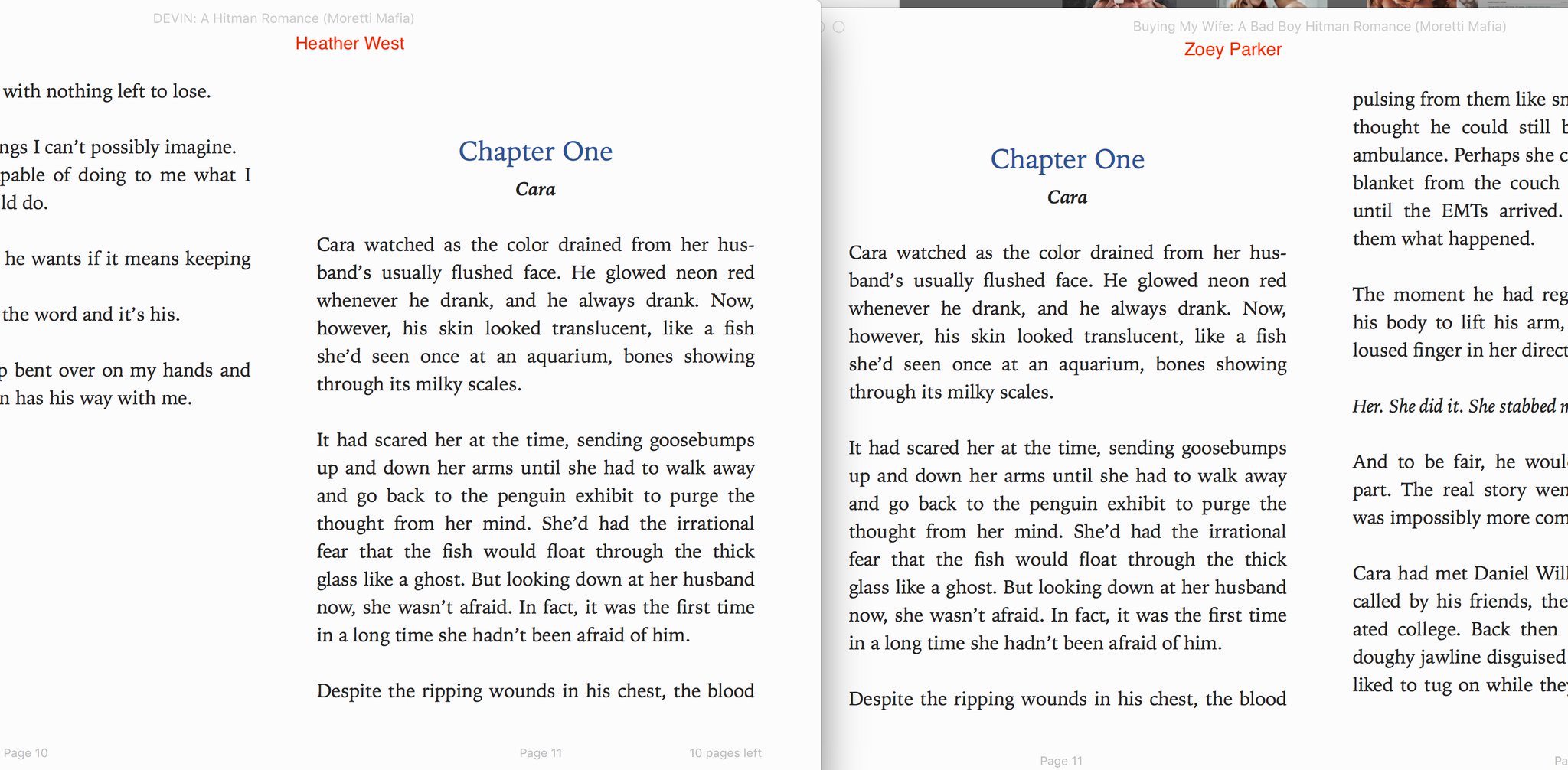 Heather West and Zoey Parker books side by side comparisons - books identical