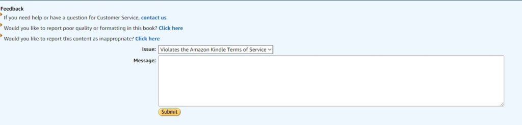 Amazon area for reporting TOS violations