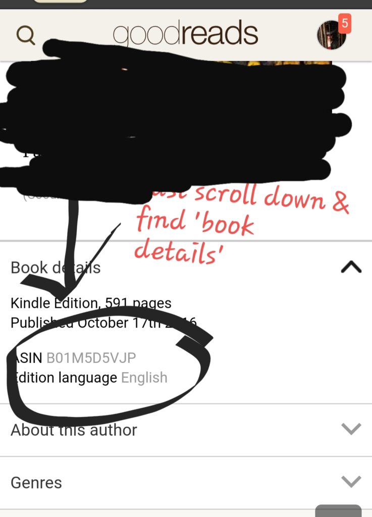 where to find the ASIN on the mobile page or app