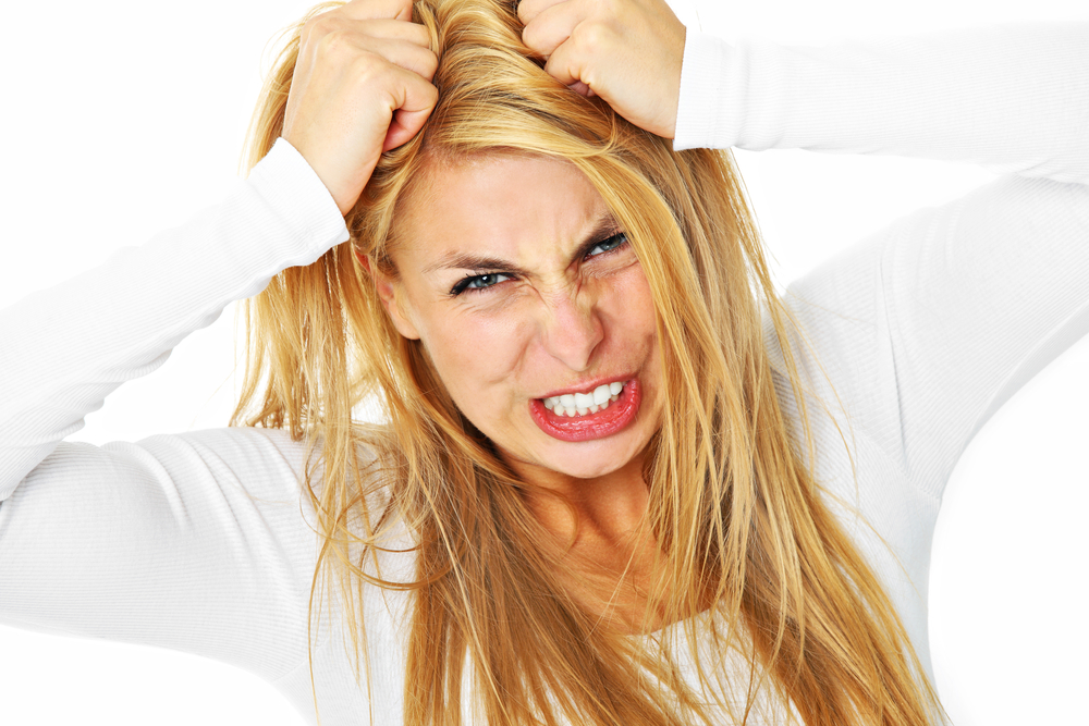Amazon Scammers - Hot Takes Scamazon CopypasteCris A picture of a young depressed woman tearing out her hair over white background