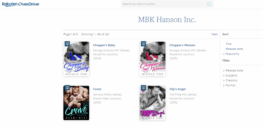 MBK Hanson Inc Publisher · OverDrive Rakuten OverDrive eBooks audiobooks and videos for libraries
