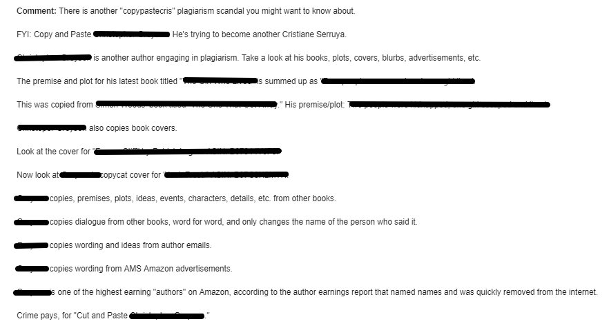 Screenshot of letter about suspected plagiarism, text is below the image