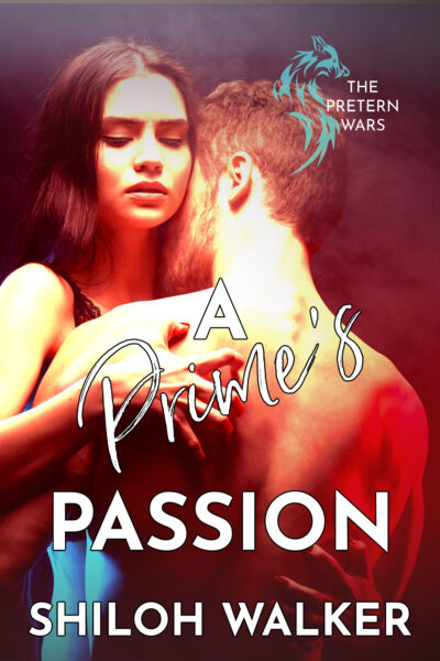 Man and woman embracing as they kiss, cover for A Prime's Passion, a New Paranormal romance by author Shiloh Walker 