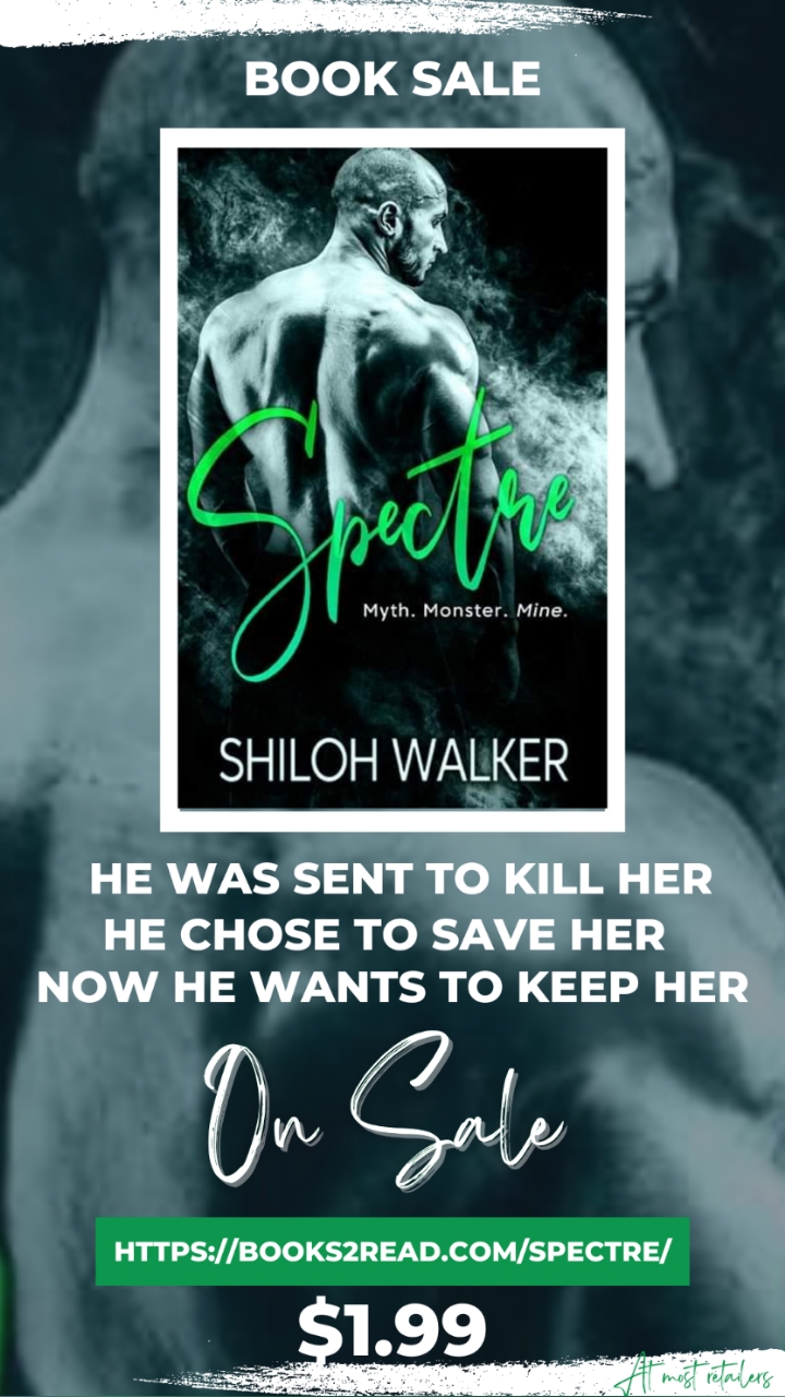 Cover for SPECTRE, shows attractive bald man, from the back, looking over his shoulder. TEXT READS: He chose to save her Now he wants to keep her
